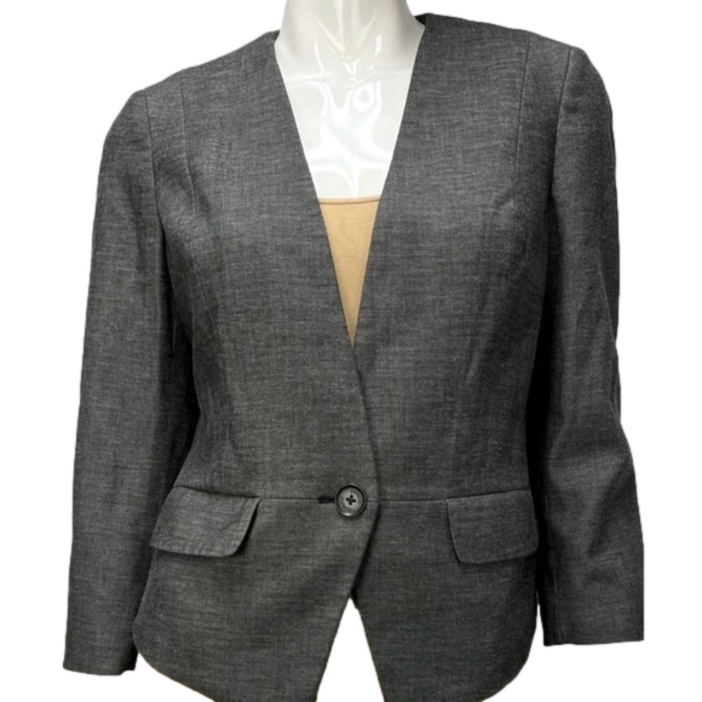Charcoal Gray Stretch Textured Single Button Blazer/Jacket by Express Size 6